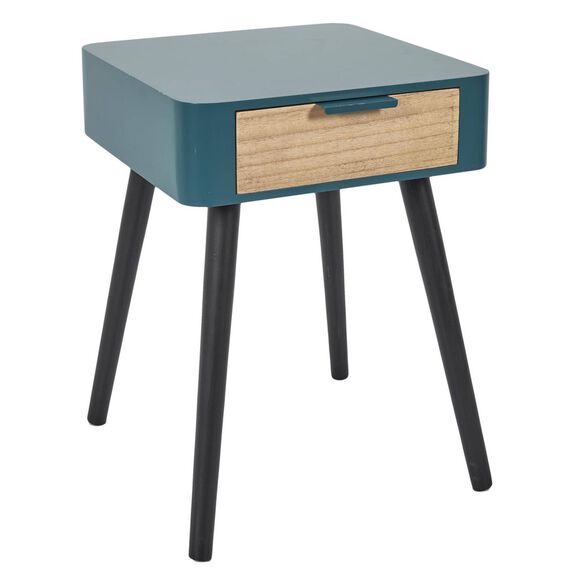 Table de chevet bicolore, 1 tiroir (bleu)