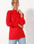 Pull col montant long, maille côtelée (rouge)