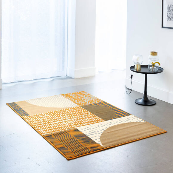 Tapis décoratif motif géométrique (moutarde)
