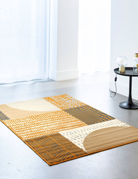 Tapis décoratif motif géométrique (moutarde)