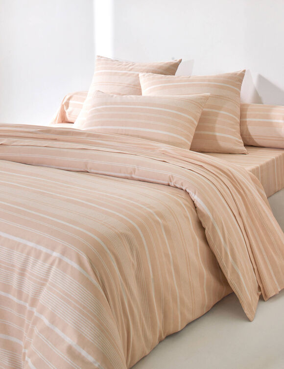 Linge de lit Sacha imprim&eacute; ray&eacute; - coton 52 fils/cm&sup2; (rose poudr&eacute;)