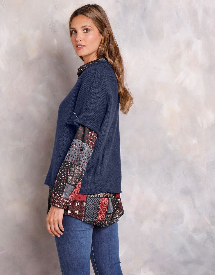 Pull poncho manches coudes (marine) Pull poncho manches coudes (marine)