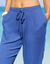 Pantalon droit uni, crépon fluide (bleu)