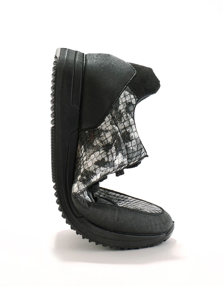 Baskets lacées spécial pieds sensibles en tissu extensible (noir)