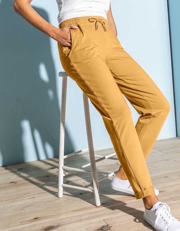 Pantalon jogpant ceinture élastiquée molleton  (curry)