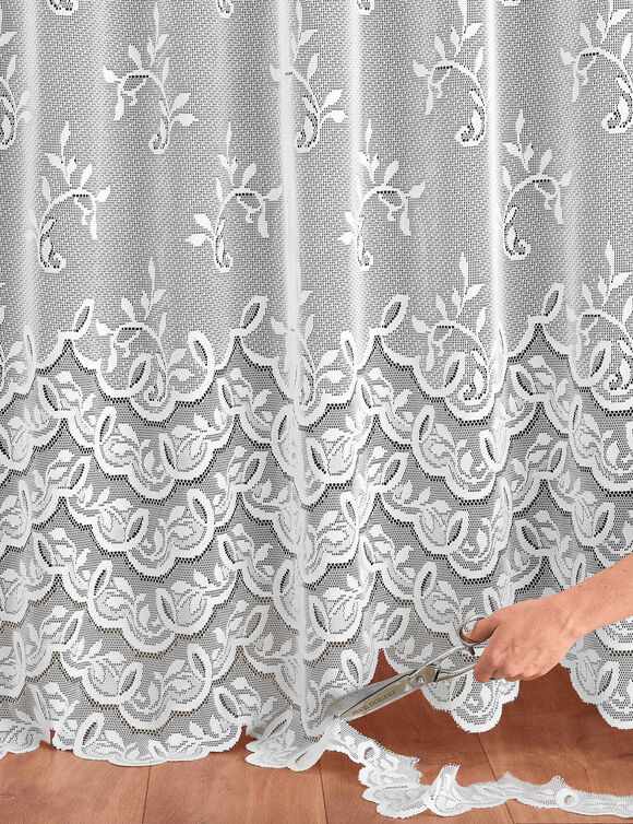 Panneau dentelle modulable en hauteur finition galon fronceur (blanc)