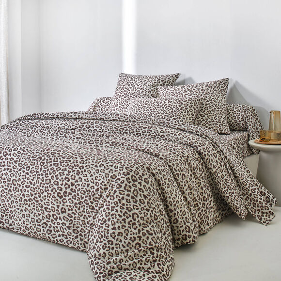 Linge de lit L&eacute;onard imprim&eacute; - coton 52 fils/cm&sup2; (beige)