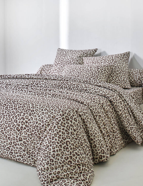 Linge de lit L&eacute;onard imprim&eacute; - coton 52 fils/cm&sup2; (beige)