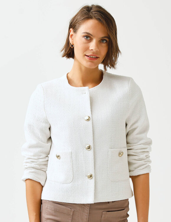 Veste boutonn&eacute;e, tweed (&eacute;cru)
