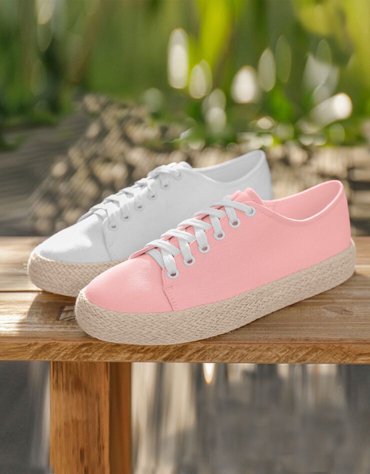 Tennis compensées semelle corde (blanc) Tennis compensées semelle corde (blanc)