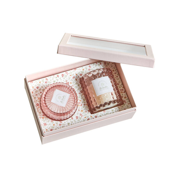 Coffret de 2 bougies parfum&eacute;es (rose)