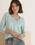 Cardigan boutonné col rond uni (vert d'eau)