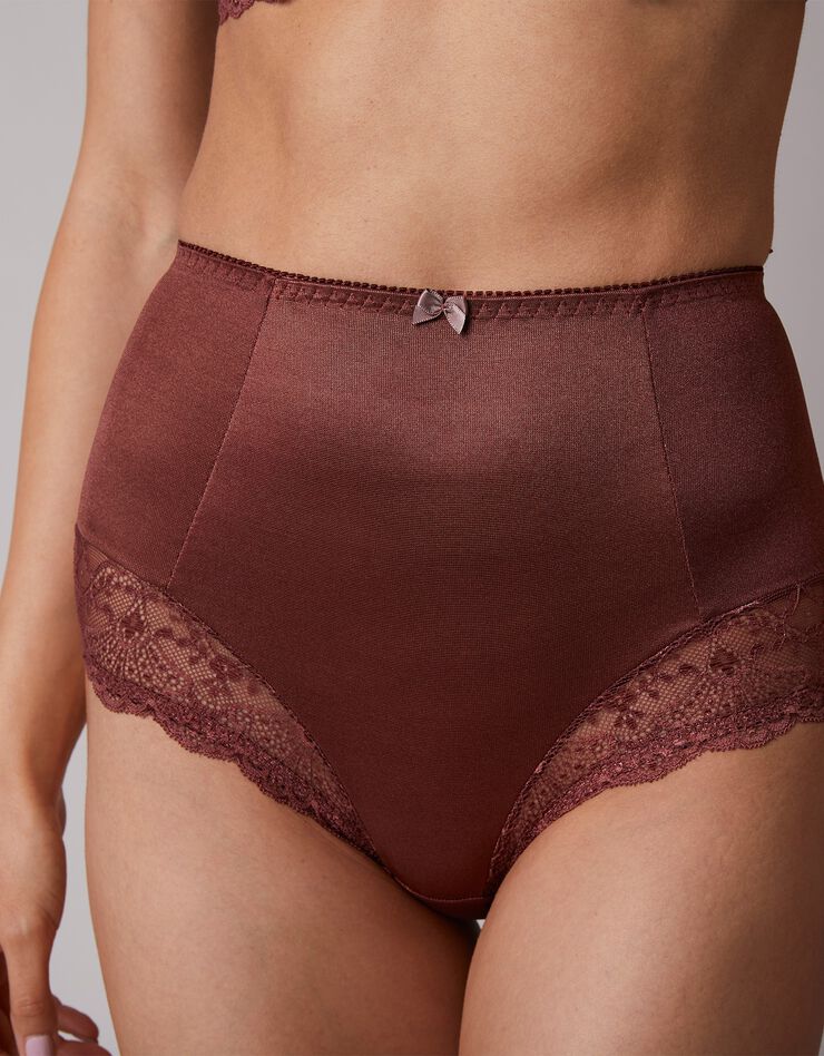 Gainette maille satinée et dentelle Salford - lot de 2 (chocolat + taupe)