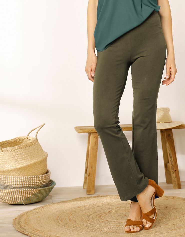 Legging bootcut uni, taille élastiquée (kaki) Legging bootcut uni, taille élastiquée (kaki)