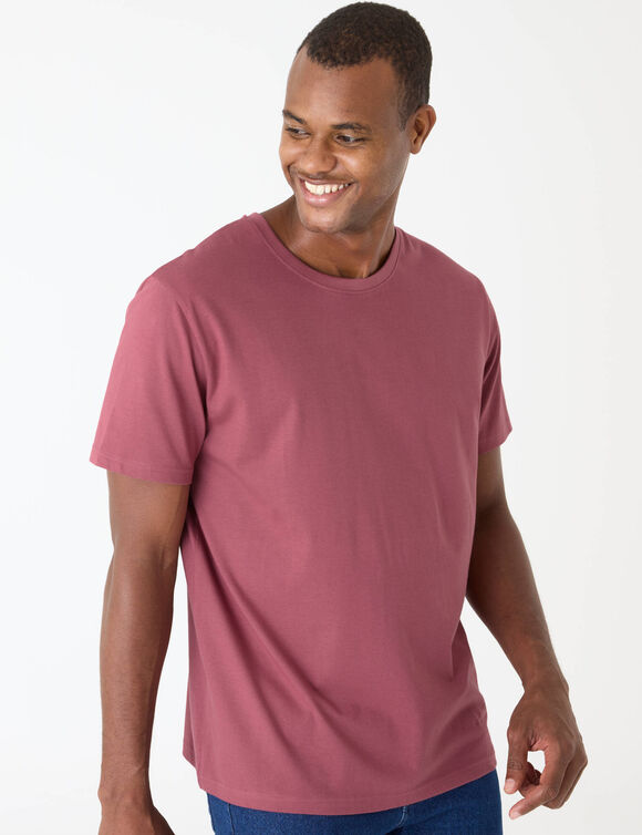 T-shirt col rond manches courtes - lot de 3 (rose fonc&eacute; + rose clair + beige)