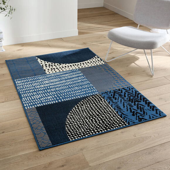 Tapis d&eacute;coratif motif g&eacute;om&eacute;trique (jeans)