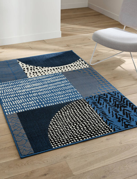 Tapis d&eacute;coratif motif g&eacute;om&eacute;trique (jeans)