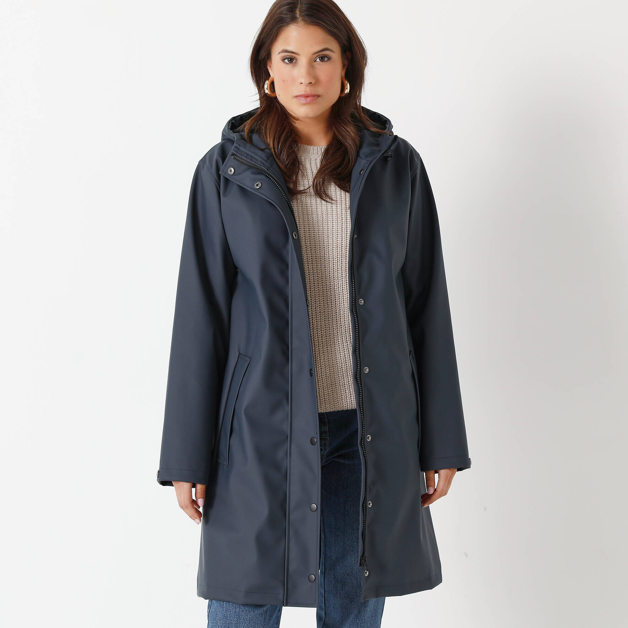 Veste Hiver Femme Imperméable Coupe-Vent Avec Doublure Polaire - Capuche, Couleur Unie, Taille S à XXL - 5