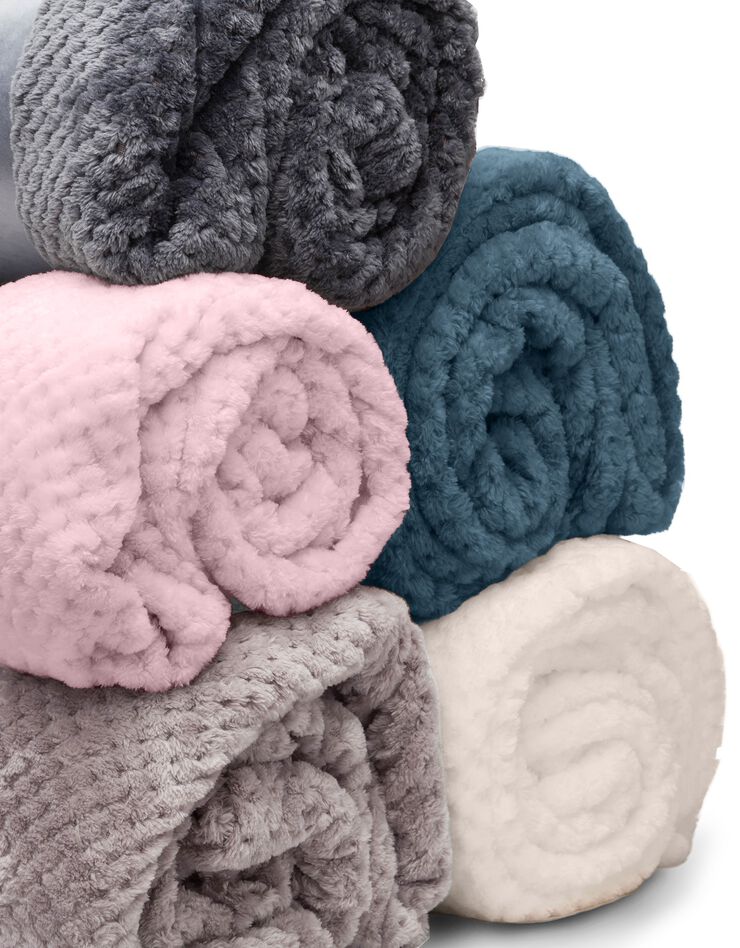 Couverture en velours effet tissé (gris perle)
