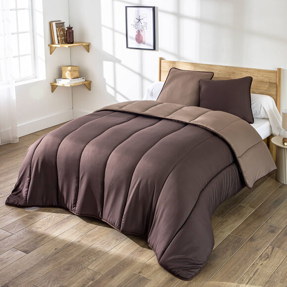 Couette bicolore microfibre 500 g/m&sup2; (chocolat / caramel)