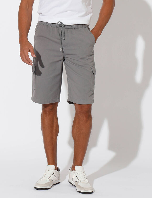 Bermuda cargo gabardine &eacute;lastiqu&eacute; (gris)