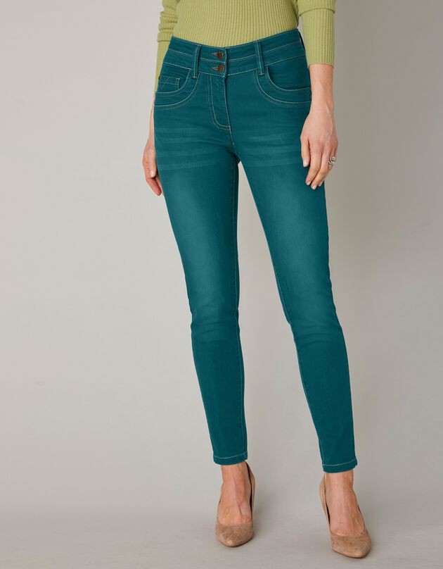 Jean 7/8ème fuselé couleur stretch (émeraude)
