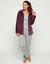 Veste polaire brod&eacute;e, col Claudine (prune)