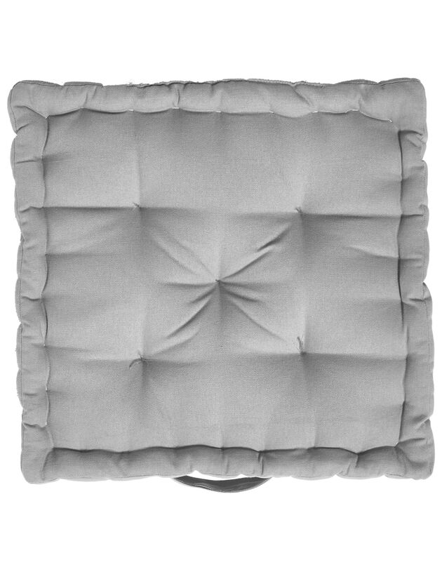 Coussin de sol uni coton (gris perle)