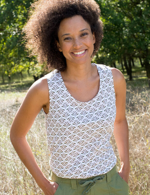 D&eacute;bardeur imprim&eacute; minimaliste (blanc / kaki)