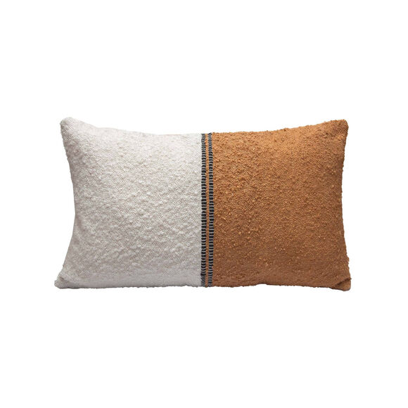 Coussin rectangulaire bicolore  (écru / miel)