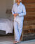 Pyjama rayures popeline coton (bleu ciel)