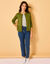 Cardigan boutonné, coton mélangé (kaki)