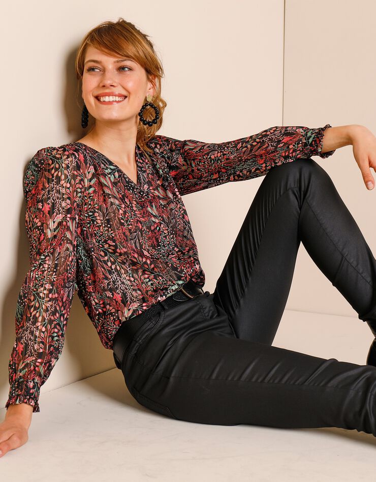Blouse imprimée irisée (noir / multicolore) Blouse imprimée irisée (noir / multicolore)