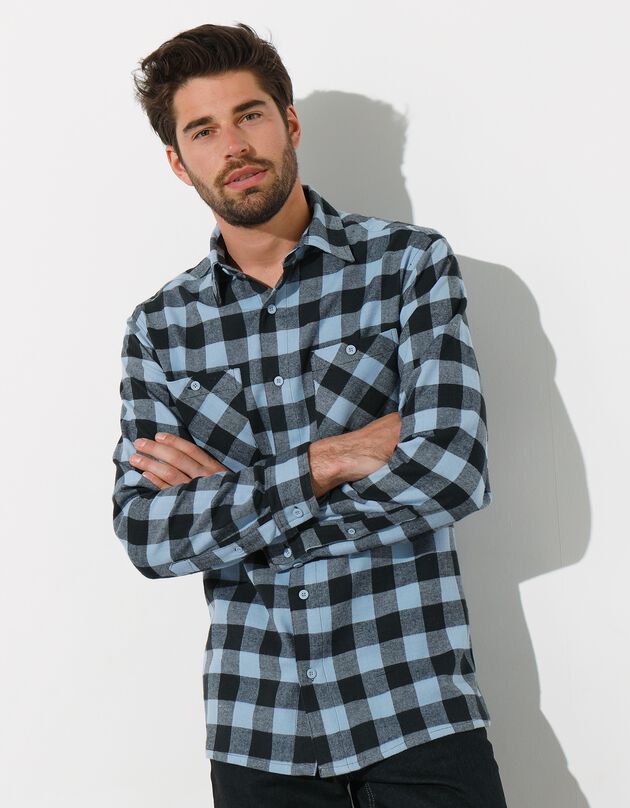 Chemise carreaux écossais flanelle (bleu / noir)