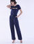 Pantalon droit large, uni (marine)