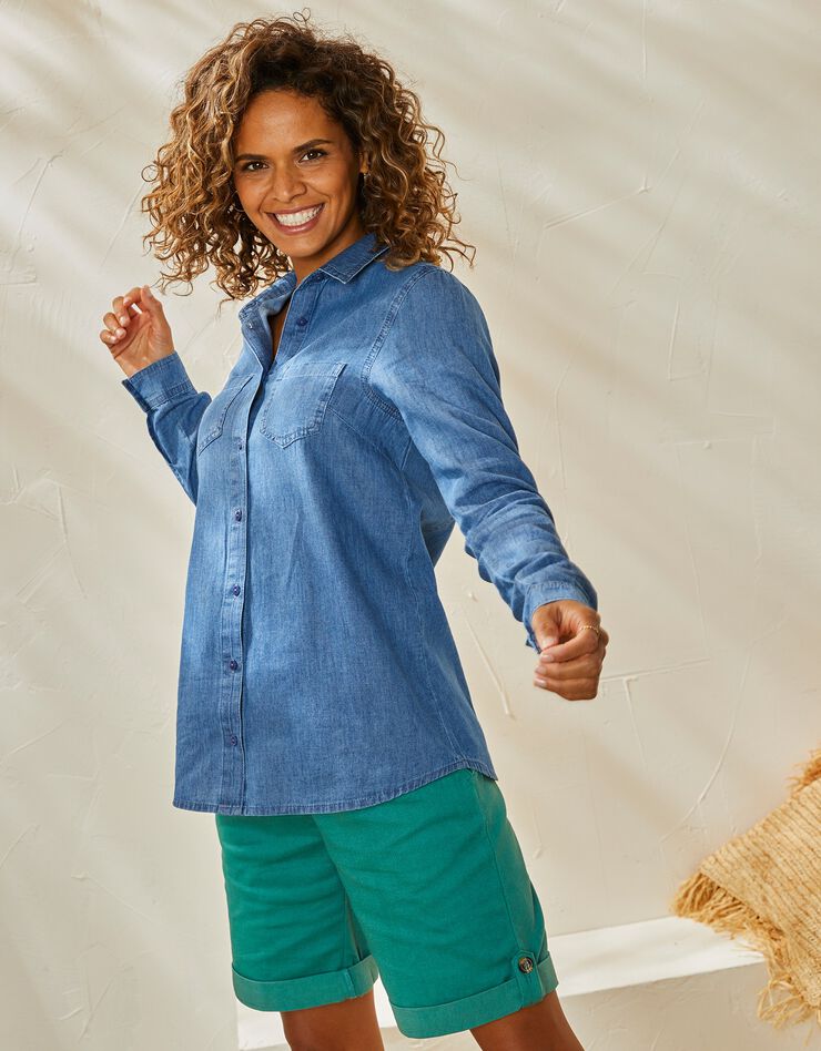 Chemise boutonnée jean uni (bleached) Chemise boutonnée jean uni (bleached)