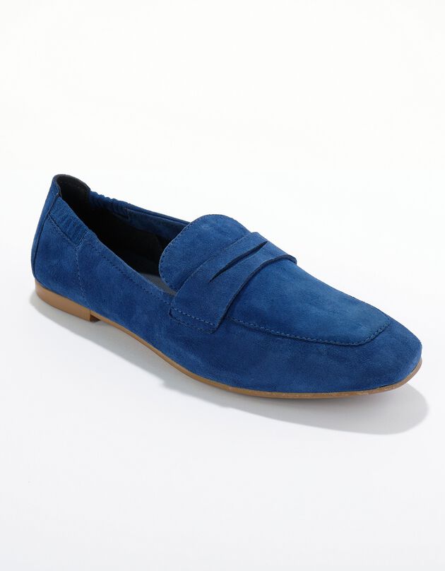 Mocassins croûte de cuir (bleu)