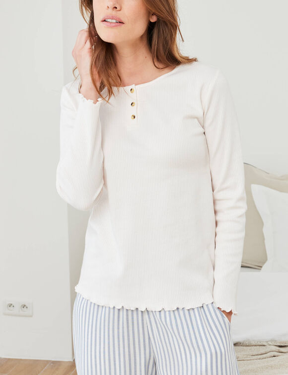 Tee-shirt pyjama manches longues (ivoire)