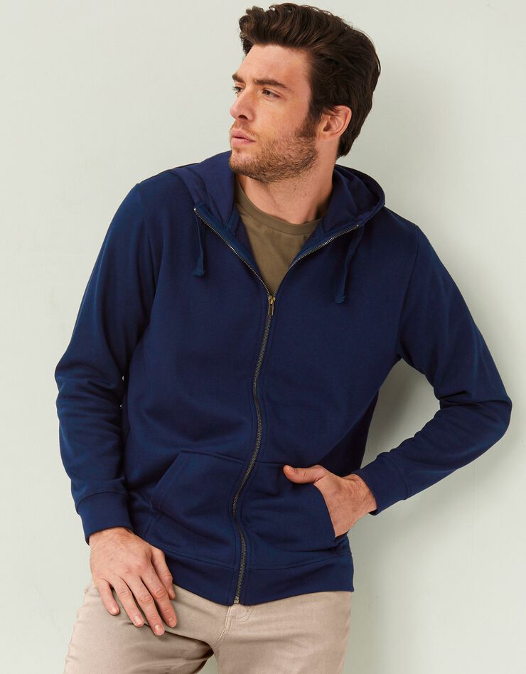 Sweat molleton zippé à capuche (marine) Sweat molleton zippé à capuche (marine)