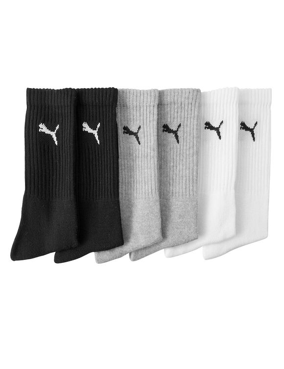 Mi-chaussettes Crew Puma&reg; - lot de 6 paires (gris + blanc + noir)