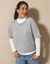 Pull poncho manches coude (gris chiné)