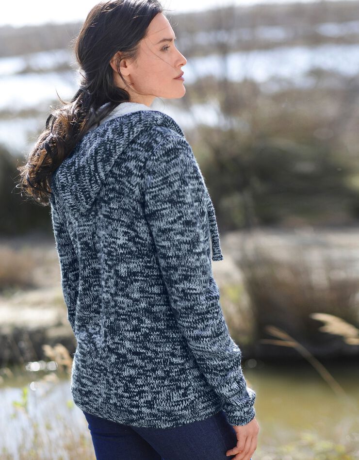 Gilet zippé fourré maille moulinée (marine chiné) Gilet zippé fourré maille moulinée (marine chiné)