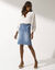 Blouse unie, détails macramé, crépon (écru)
