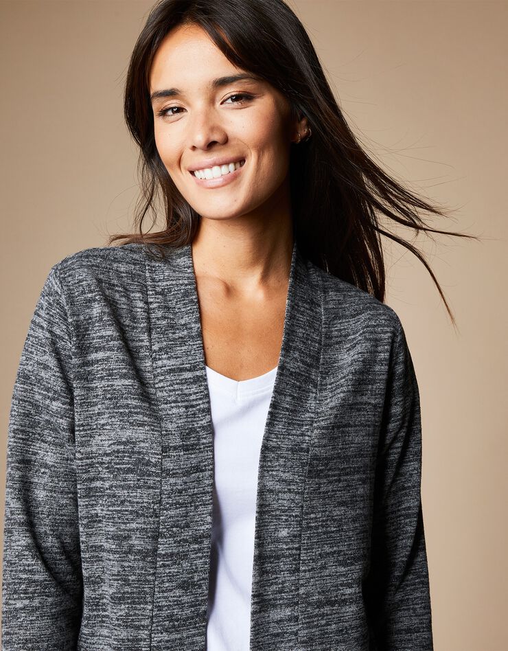 Gilet long jesey gratté (gris anthracite) Gilet long jesey gratté (gris anthracite)