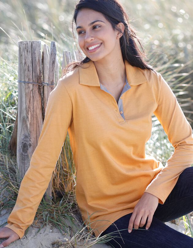 Polo bicolore maille jersey (miel / gris) Polo bicolore maille jersey (miel / gris)