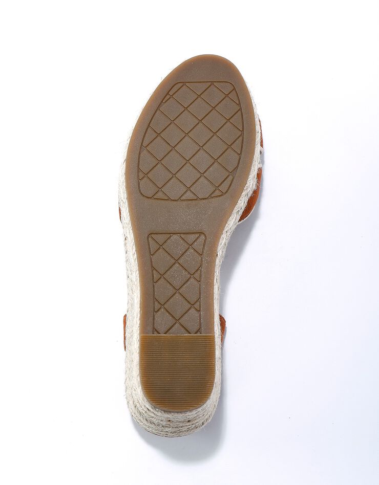 Sandales compensées corde à bout ouvert et boucle métal (caramel)