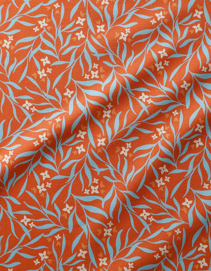 Tablier fabriqué en France, motif fleuri Indian fond terracotta - coton biologique(1) (terracotta) Tablier fabriqué en France, motif fleuri Indian fond terracotta - coton biologique(1) (terracotta)