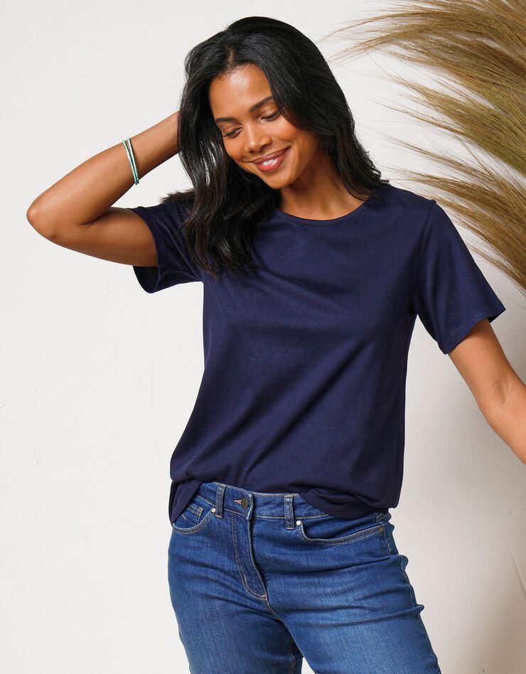 Tee-shirt manches courtes uni (marine) Tee-shirt manches courtes uni (marine)