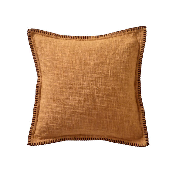 Coussin uni coton texturé (caramel)