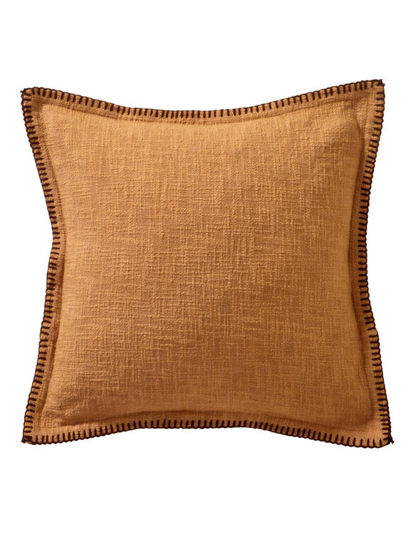 Coussin uni coton texturé (caramel)
